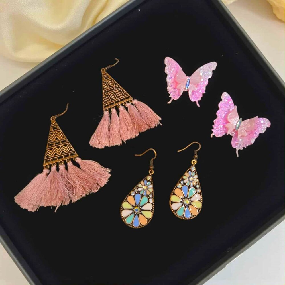 Mommy And Me Earring And Butterfly Clippie Set